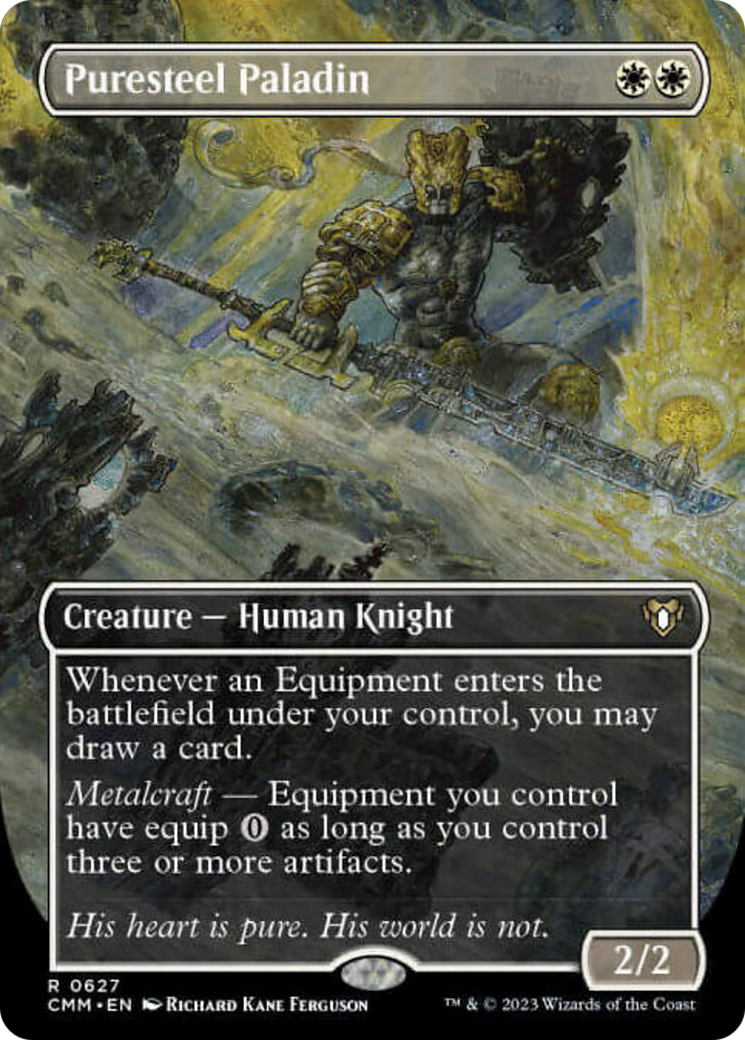 Puresteel Paladin (Borderless Alternate Art) [Commander Masters] | Anubis Games and Hobby