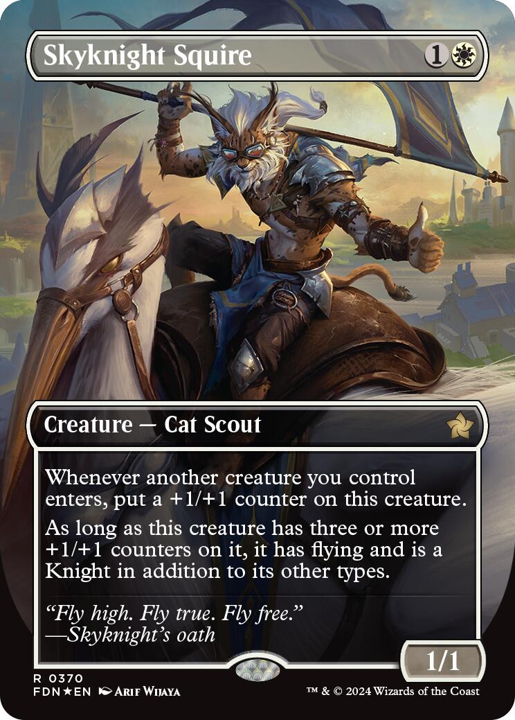Skyknight Squire (Borderless) (Mana Foil) [Foundations] | Anubis Games and Hobby