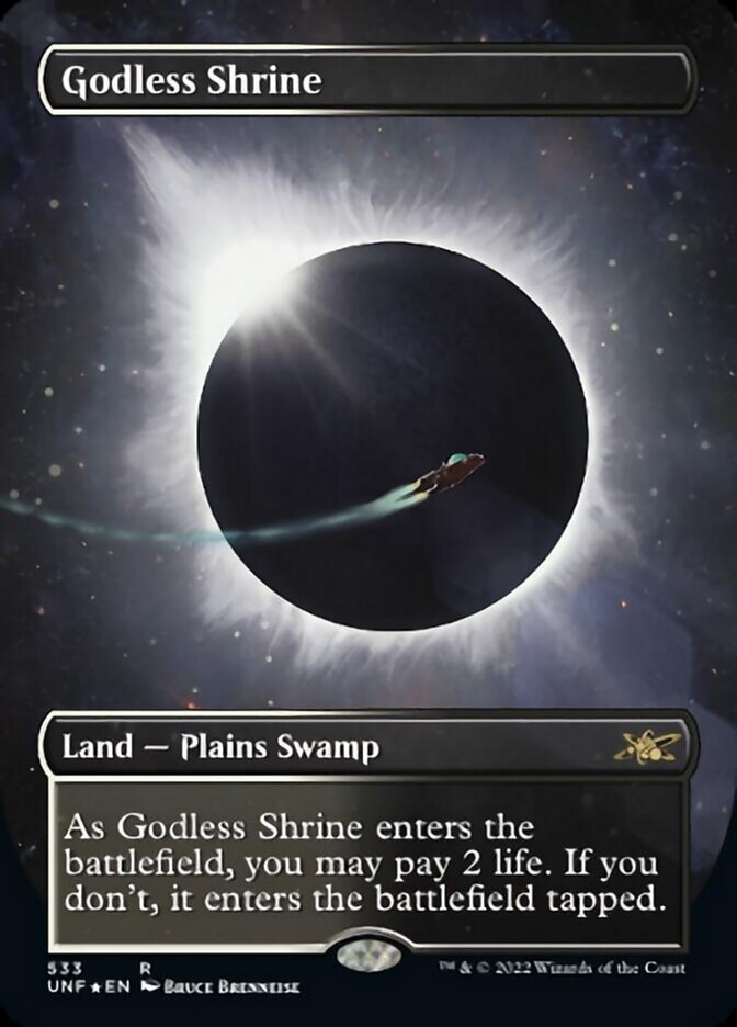 Godless Shrine (Borderless) (Galaxy Foil) [Unfinity] | Anubis Games and Hobby