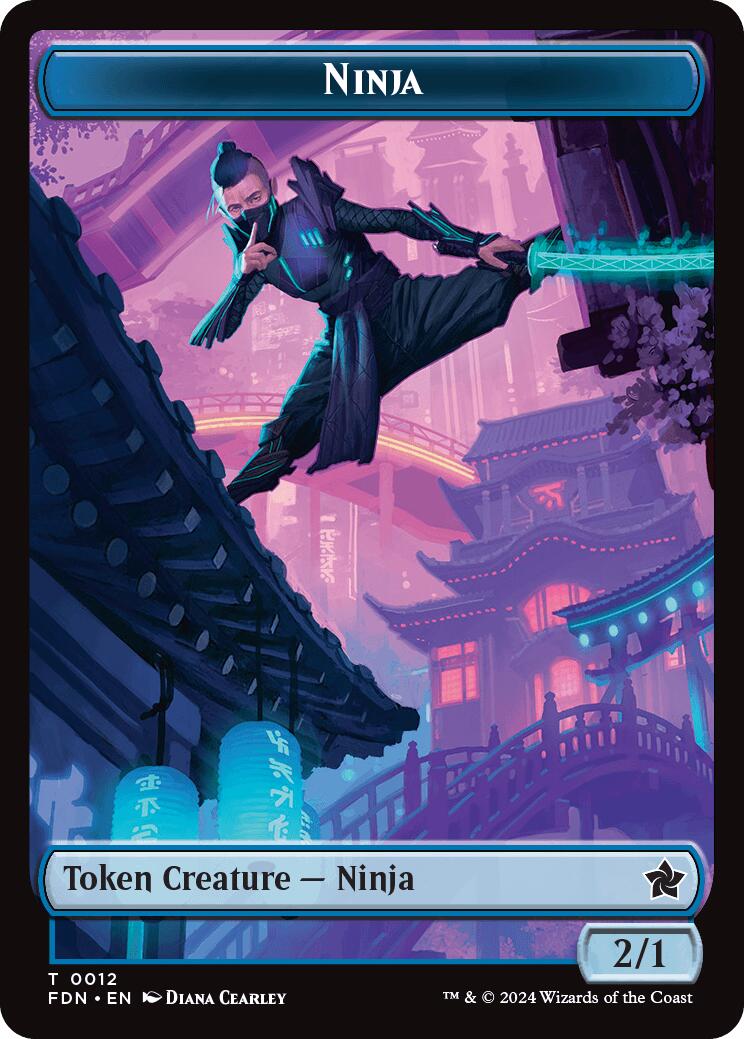 Emblem - Kaito, Cunning Infiltrator // Ninja Doubled-Sided Token [Foundations Tokens] | Anubis Games and Hobby