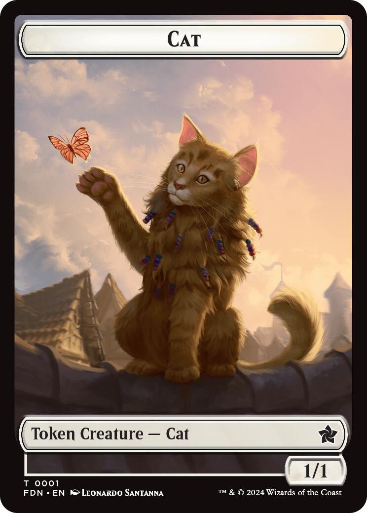 Spirit // Cat (0001) Doubled-Sided Token [Foundations Tokens] | Anubis Games and Hobby