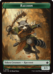 Elf Warrior // Raccoon Doubled-Sided Token [Foundations Tokens] | Anubis Games and Hobby