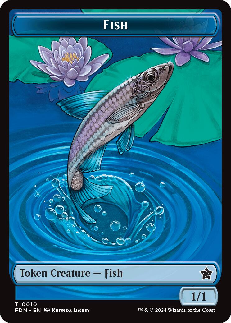 Faerie // Fish Doubled-Sided Token [Foundations Tokens] | Anubis Games and Hobby