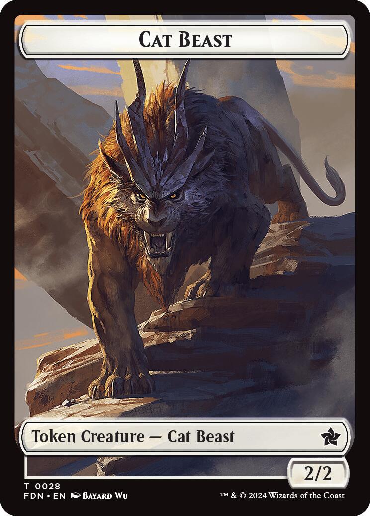 Cat Beast // Dragon (0017) Double-Sided Token [Foundations Tokens] | Anubis Games and Hobby