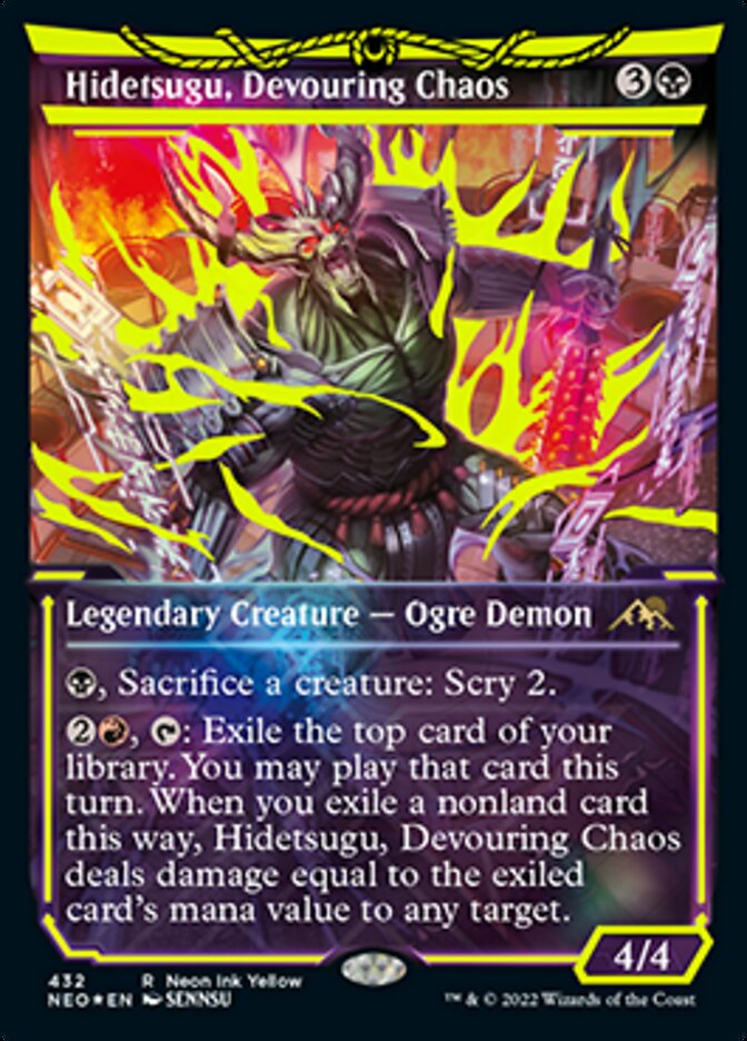 Hidetsugu, Devouring Chaos (Neon Ink Yellow) [Kamigawa: Neon Dynasty] | Anubis Games and Hobby