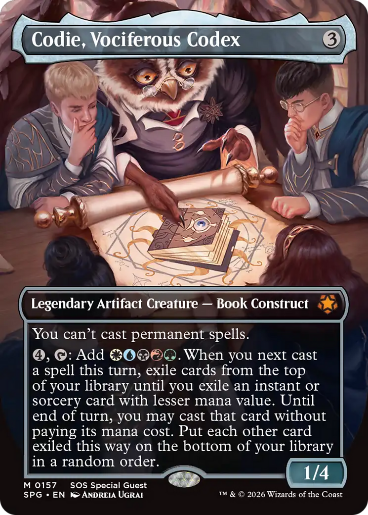 Codie, Vociferous Codex (Borderless) [Secrets of Strixhaven Special Guests] | Anubis Games and Hobby