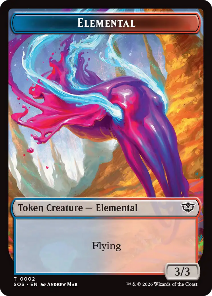 Elemental (0002) // Treasure Double-Sided Token [Secrets of Strixhaven Tokens] | Anubis Games and Hobby