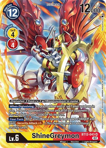 ShineGreymon [BT12-043] (Alternate Art) [Across Time] | Anubis Games and Hobby