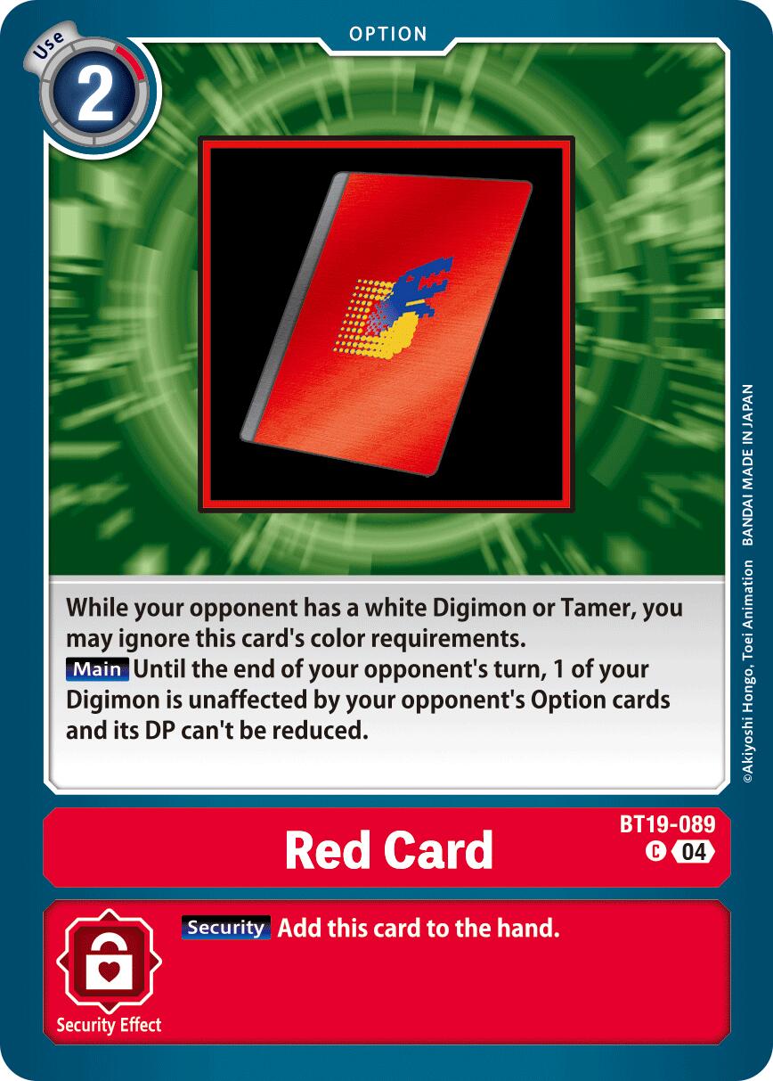 Red Card [BT19-089] [Release Special Booster Ver.2.5] | Anubis Games and Hobby