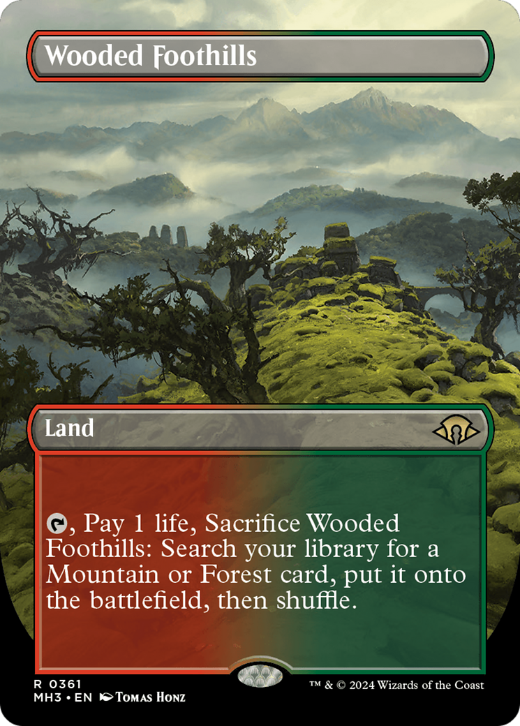 Wooded Foothills (Borderless) [Modern Horizons 3] | Anubis Games and Hobby