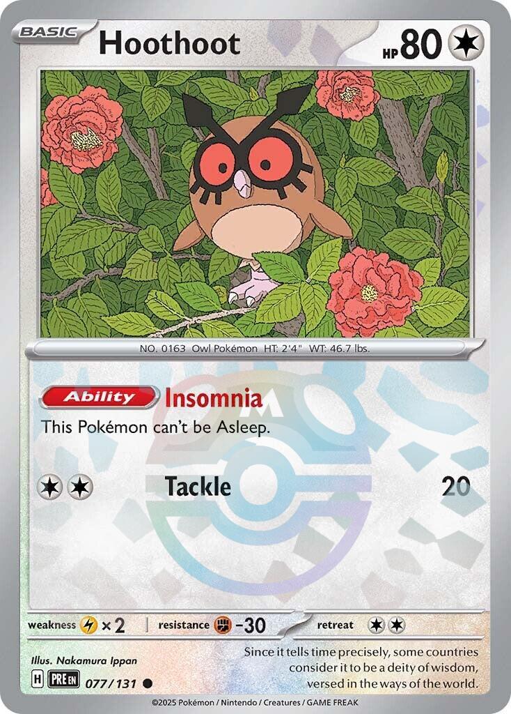 Hoothoot (077/131) (Master Ball Pattern) [Scarlet & Violet: Prismatic Evolutions] | Anubis Games and Hobby