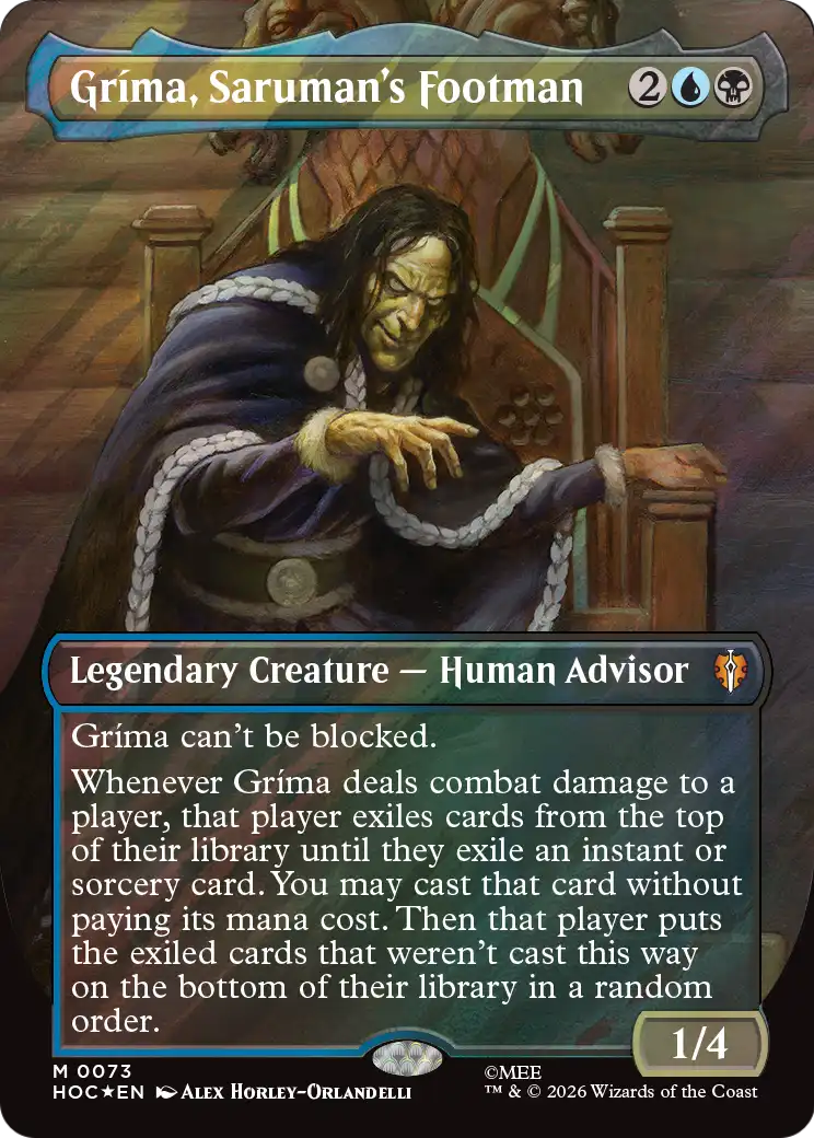 Grima, Saruman's Footman (Borderless) (Surge Foil) [The Hobbit: Eternal-Legal] | Anubis Games and Hobby