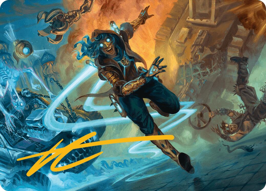 Sita Varma, Masked Racer Art Card (Gold-Stamped Signature) [Aetherdrift Art Series] | Anubis Games and Hobby