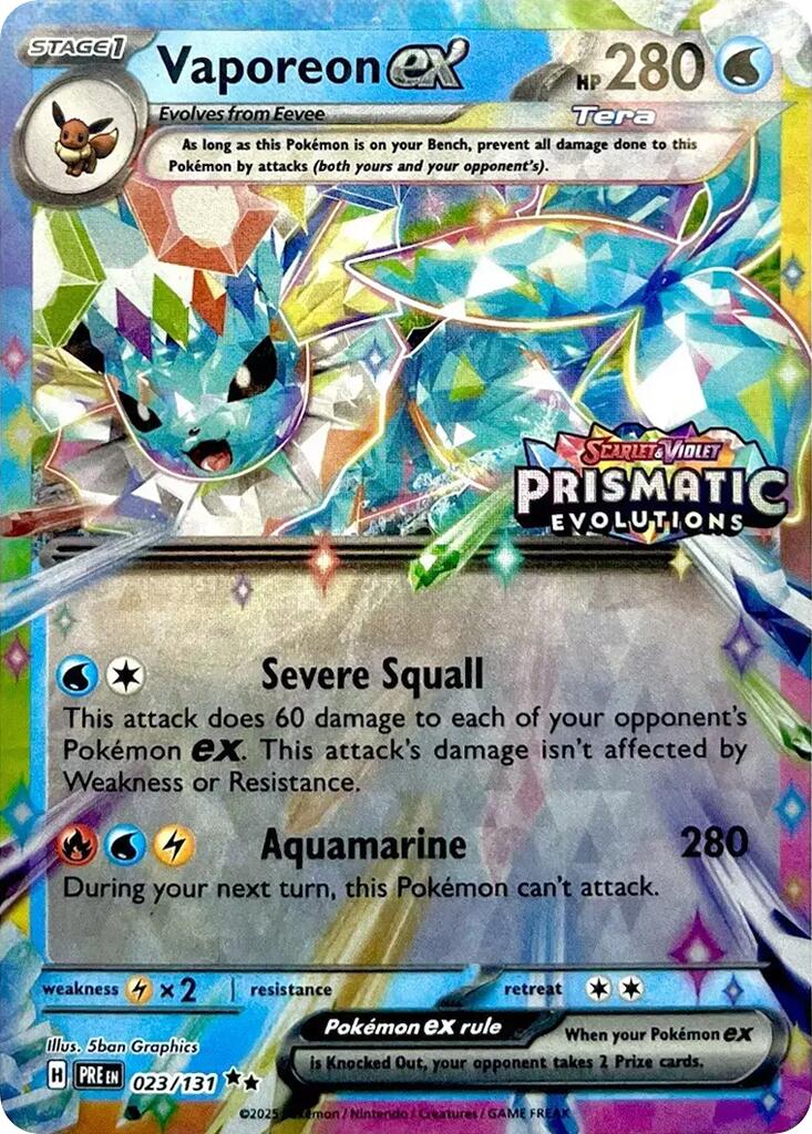 Vaporeon ex (023/131) (Prismatic Evolutions Stamp) [Scarlet & Violet: Prismatic Evolutions] | Anubis Games and Hobby