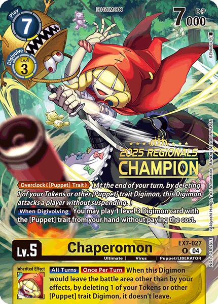 Chaperomon [EX7-027] (2025 Regionals Champion) [Digimon LIBERATOR Promos] | Anubis Games and Hobby