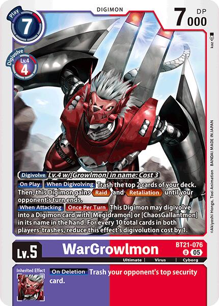 WarGrowlmon [BT21-076] [World Convergence] | Anubis Games and Hobby