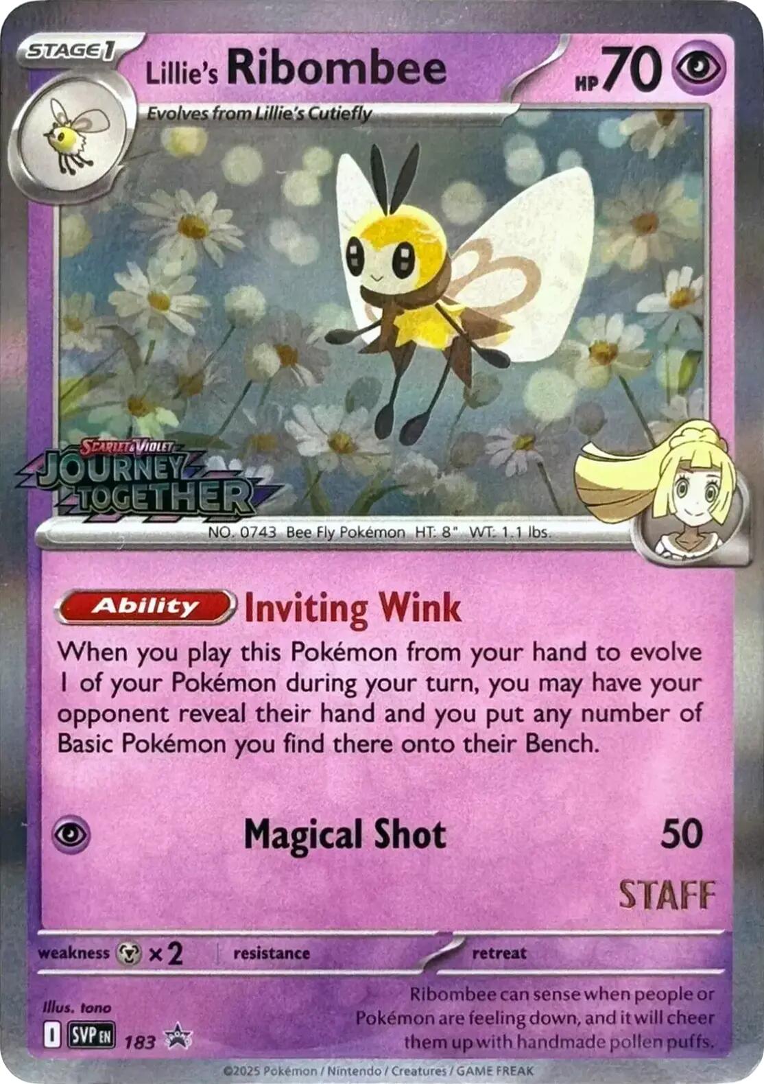 Lillie's Ribombee (183) (Prerelease Staff) [Scarlet & Violet: Black Star Promos] | Anubis Games and Hobby