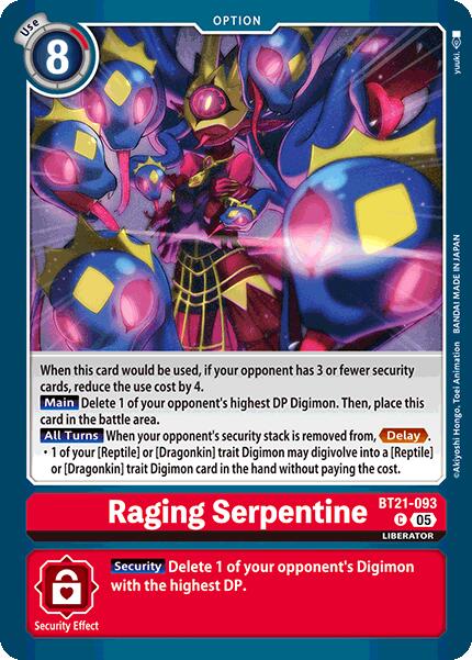Raging Serpentine [BT21-093] [World Convergence] | Anubis Games and Hobby