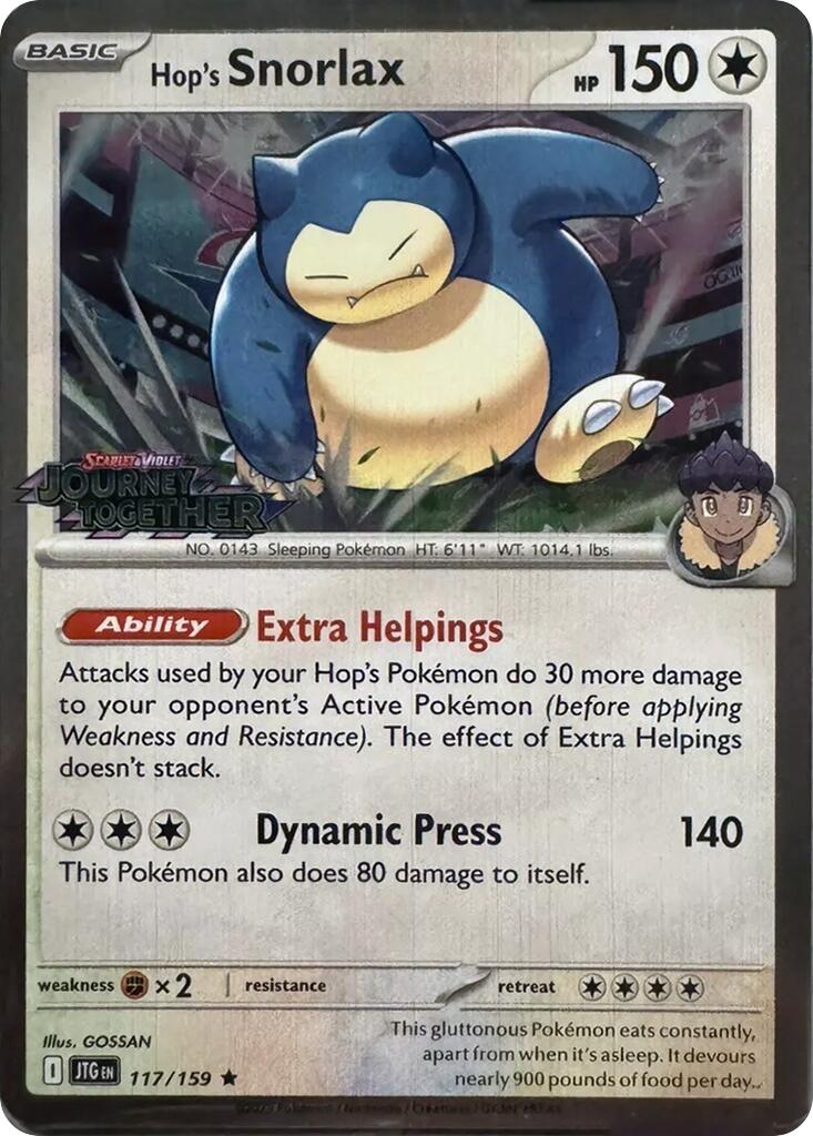 Hop's Snorlax (117/159) (Cosmos Holo) [Scarlet & Violet: Journey Together] | Anubis Games and Hobby