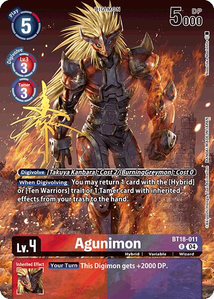 Agunimon [BT18-011] (Rare Pull) [World Convergence] | Anubis Games and Hobby