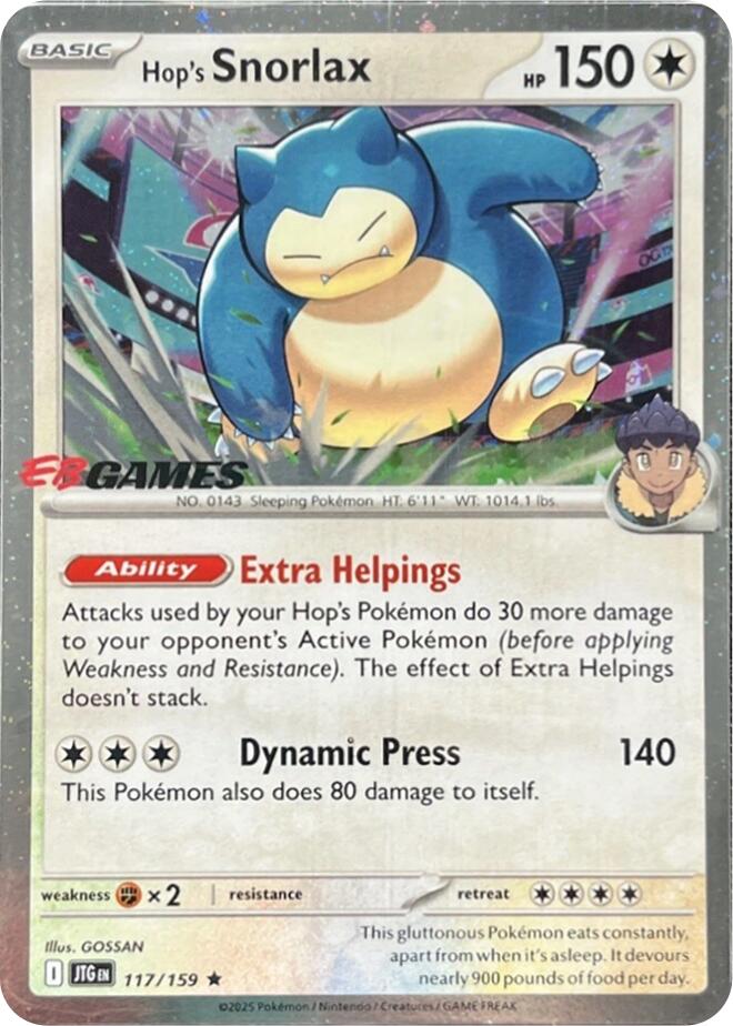 Hop's Snorlax (117/159) (EB Games) (Cosmos Holo) [Scarlet & Violet: Journey Together] | Anubis Games and Hobby