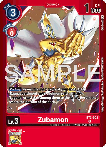 Zubamon [BT3-008] (Limited Card Pack -Billion Bullet-) [Limited Card Pack -Billion Bullet-] | Anubis Games and Hobby