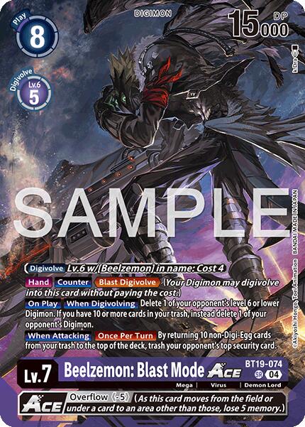Beelzemon: Blast Mode ACE [BT19-074] (Limited Card Pack -Billion Bullet-) [Limited Card Pack -Billion Bullet-] | Anubis Games and Hobby