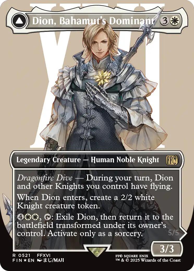 Dion, Bahamut's Dominant // Bahamut, Warden of Light (Borderless) (Surge Foil) [FINAL FANTASY] | Anubis Games and Hobby