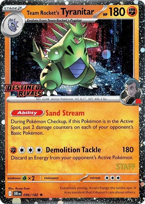Team Rocket's Tyranitar (096/182) (Prerelease Staff) [Scarlet & Violet: Destined Rivals] | Anubis Games and Hobby