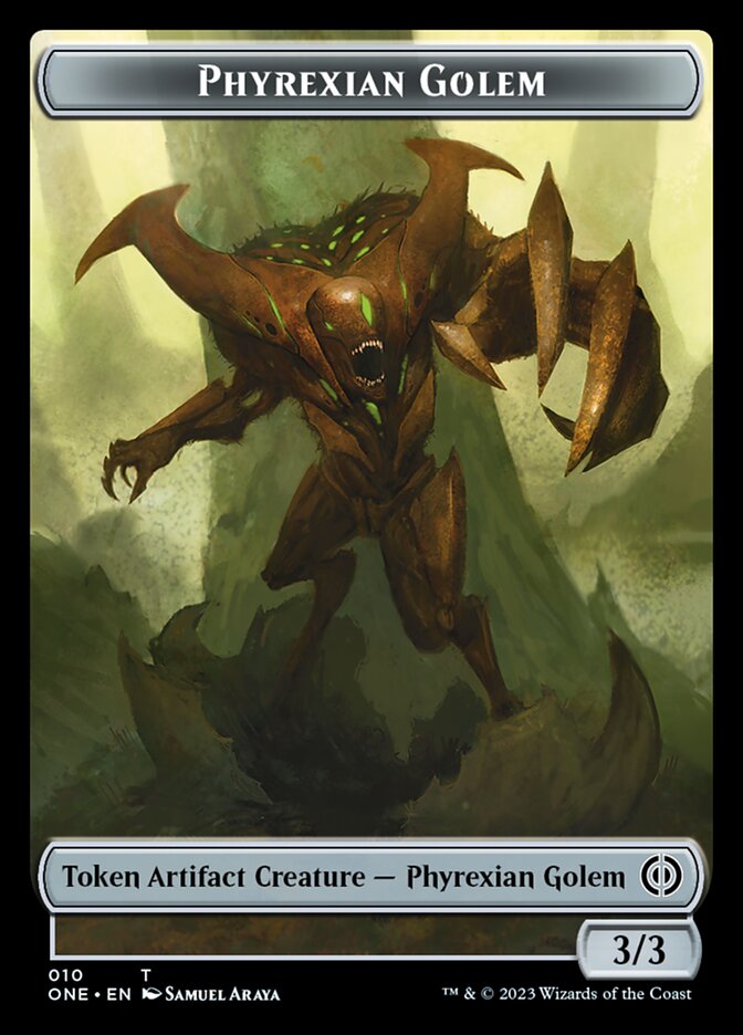 Rebel // Phyrexian Golem Double-Sided Token [Phyrexia: All Will Be One Tokens] | Anubis Games and Hobby