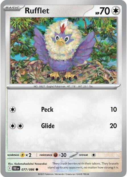 Rufflet (077/086) (Reverse Holo) [Scarlet & Violet: Black Bolt] | Anubis Games and Hobby