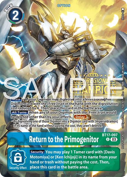 Return to the Primogenitor [BT17-097] (Regionals 25-26 Season 2 Champion) [Secret Crisis] | Anubis Games and Hobby