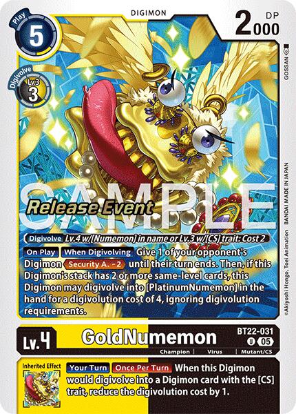 GoldNumemon [BT22-031] [Cyber Eden Release Event Cards] | Anubis Games and Hobby