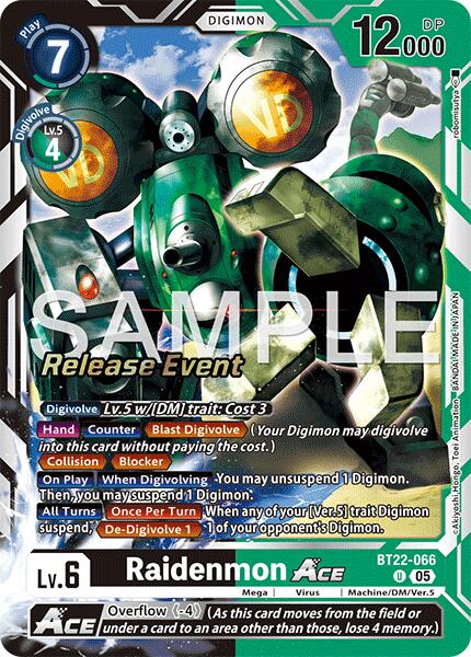 Raidenmon ACE [BT22-066] [Cyber Eden Release Event Cards] | Anubis Games and Hobby