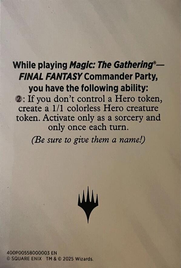 Blank Hero Token [FINAL FANTASY Tokens] | Anubis Games and Hobby