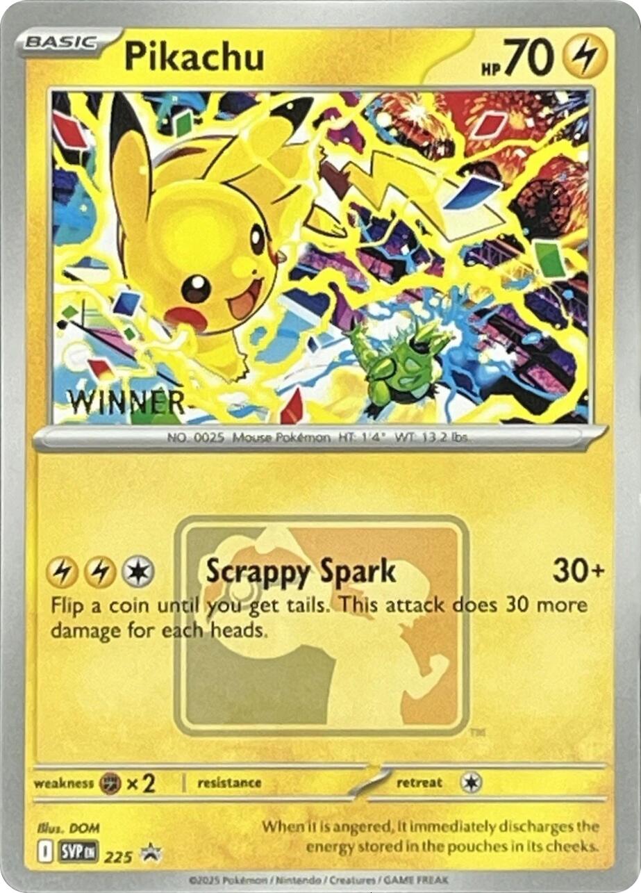 Pikachu (225) (World Championship 2025) [Winner] [Scarlet & Violet: Black Star Promos] | Anubis Games and Hobby