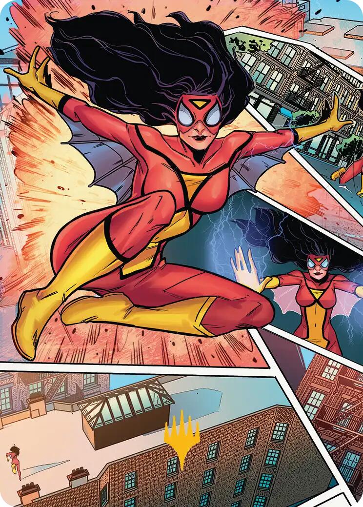 Spider-Woman, Stunning Savior Art Card (Gold-Stamped Planeswalker Symbol) [Marvel's Spider-Man Art Series] | Anubis Games and Hobby