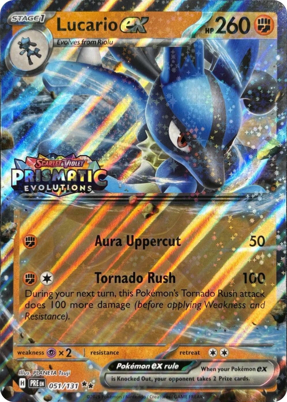 Lucario ex (051/131) (Prismatic Evolutions Stamp) [Miscellaneous Cards] | Anubis Games and Hobby