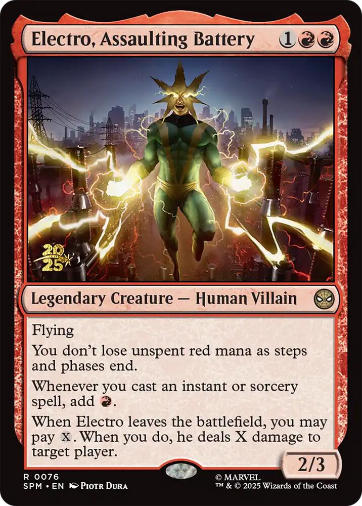 Electro, Assaulting Battery [Marvel's Spider-Man Prerelease Promos] | Anubis Games and Hobby