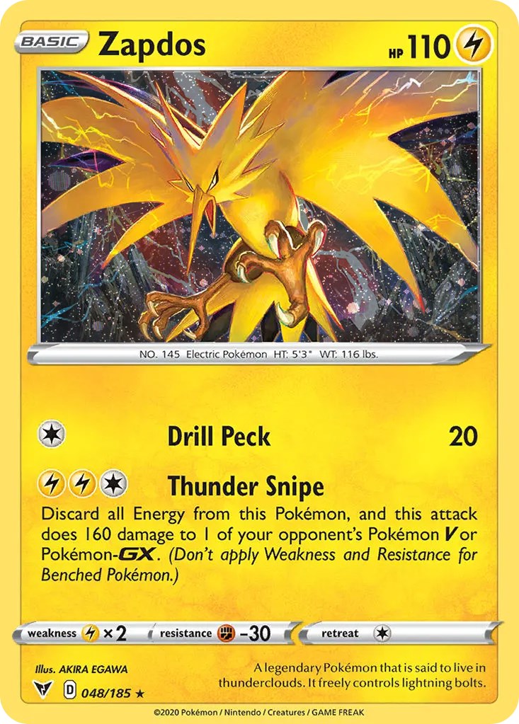 Zapdos (048/185) (Cosmos Holo) [Sword & Shield: Vivid Voltage] | Anubis Games and Hobby