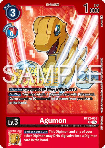 Agumon [BT22-008] (Judge Pack 2025 Wave 2) [Cyber Eden] | Anubis Games and Hobby