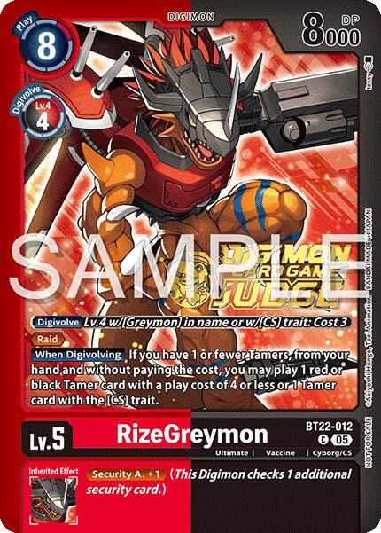 RizeGreymon [BT22-012] (Judge Pack 2025 Wave 2) [Cyber Eden] | Anubis Games and Hobby