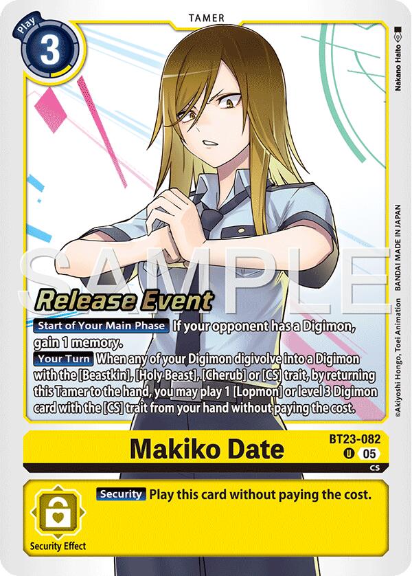Makiko Date [BT23-082] [Hackers' Slumber Release Event Cards] | Anubis Games and Hobby