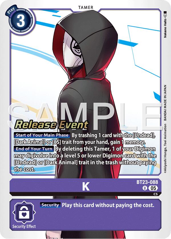K [BT23-088] [Hackers' Slumber Release Event Cards] | Anubis Games and Hobby