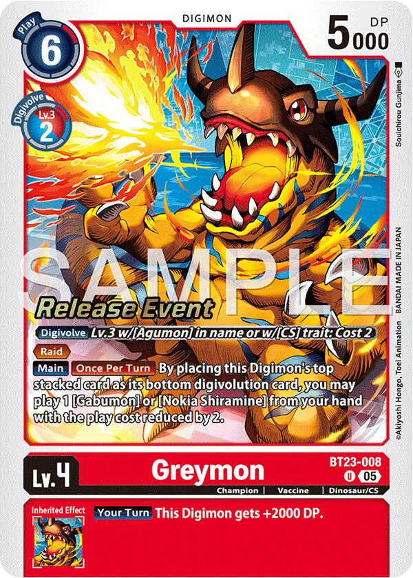 Greymon [BT23-008] [Hackers' Slumber Release Event Cards] | Anubis Games and Hobby