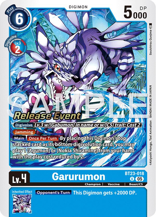 Garurumon [BT23-018] [Hackers' Slumber Release Event Cards] | Anubis Games and Hobby