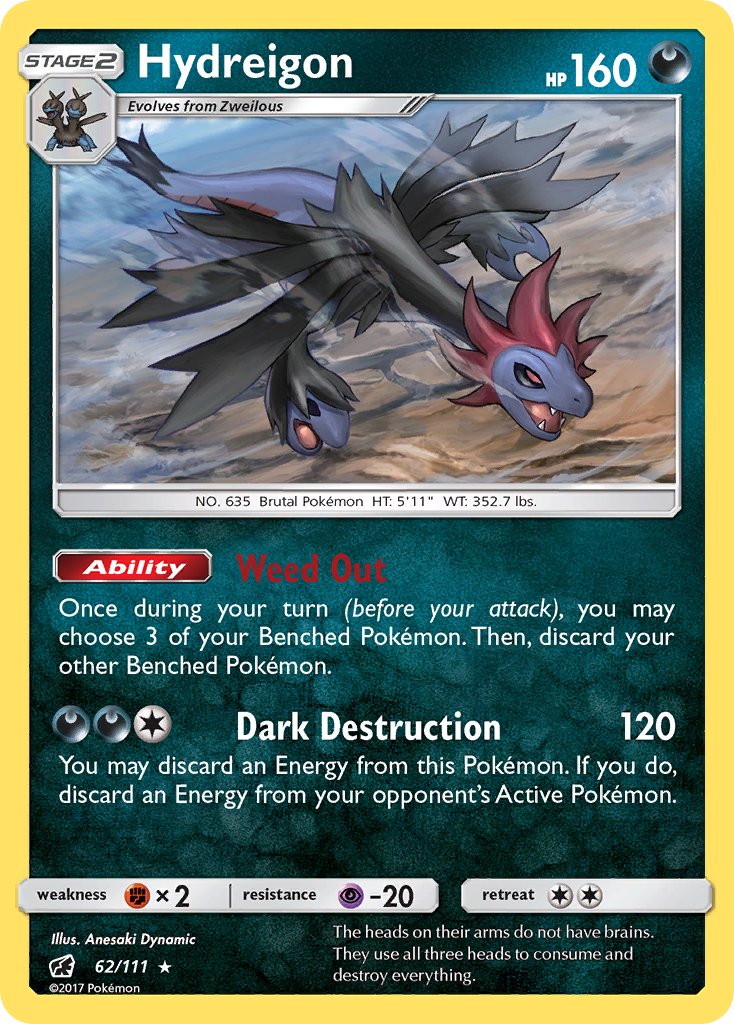Hydreigon (62/111) (Cracked Ice Holo) (Theme Deck Exclusive) [Sun & Moon: Crimson Invasion] | Anubis Games and Hobby