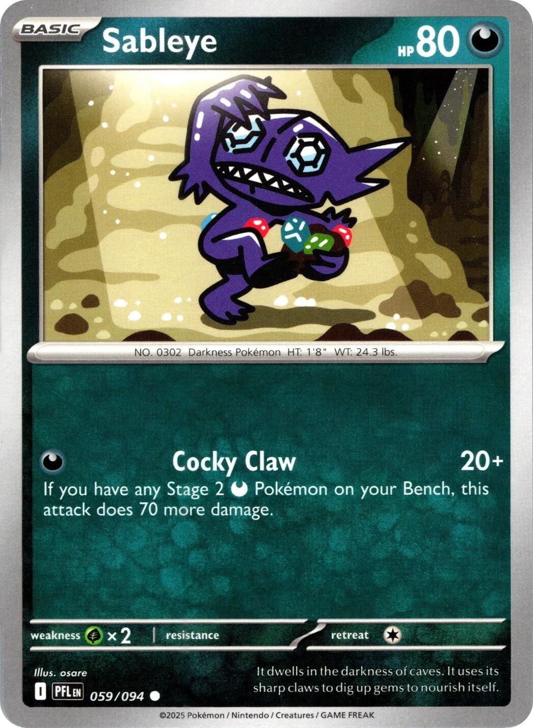 Sableye (059/094) (Reverse Holo) [Mega Evolution: Phantasmal Flames] | Anubis Games and Hobby
