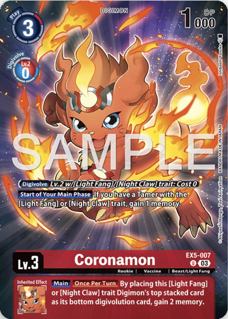Coronamon [EX5-007] (Digimon Story: Time Stranger Collector's Edition) [Animal Colosseum] | Anubis Games and Hobby