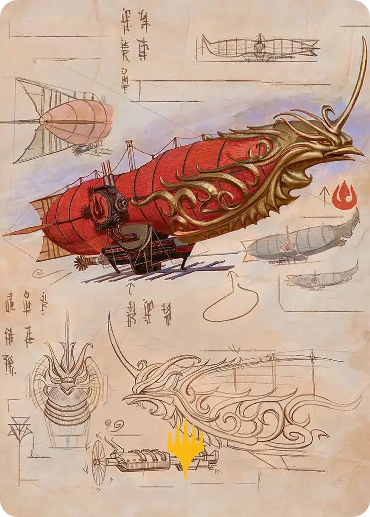 Phoenix Fleet Airship Art Card (Gold-Stamped Planeswalker Symbol) [Avatar: The Last Airbender Art Series] | Anubis Games and Hobby